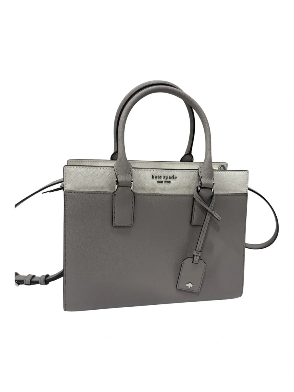 kate spade Gray and Light Gray Colorblock Leather Satchel
